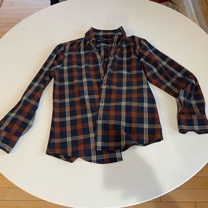 Mizzen + Main City Flannel Small Modern Trim Fit Brown Checkered